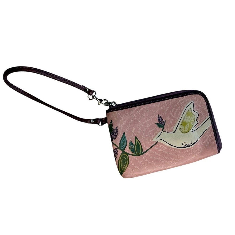 Fossil Wristlet Wallet Womens One Size Bird Floral Print Multicolor